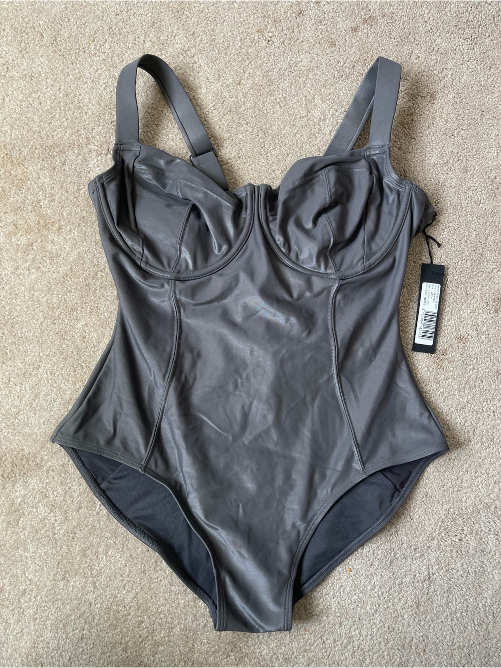 TA3 Lifty One-Piece Swimsuit Pewter Gray Size L Short D/DD NWT - Picture 1 of 7